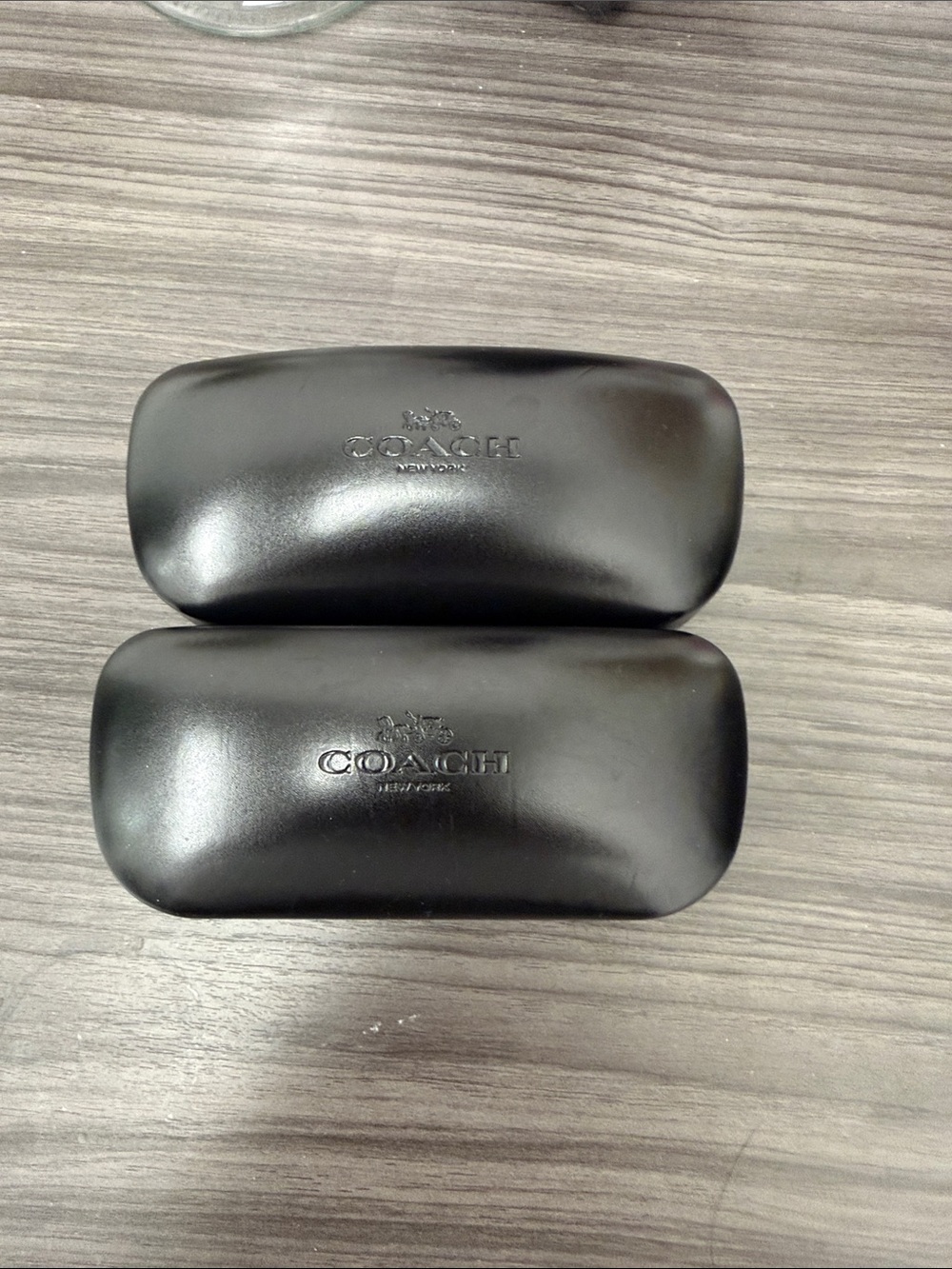Coach Black Hard Leather Sunglasses Cases - Set of 2